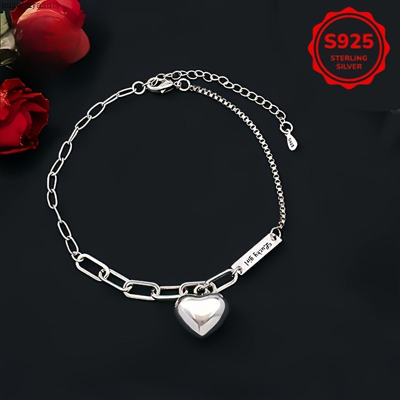 925 Sterling Silver Ankle Bracelet Set with Heart Charm and Lucky Tag – Boho Layered Anklets & Bracelets for Women, Dainty Matching Jewelry Gift for Christmas, Birthdays, Beach Vacations, and Daily Wear
