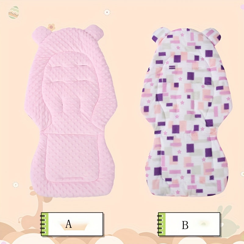 Baby Stroller Seat Pad Cushion Liner with Plush Warm & Breathable Summer Sides, Universal Fit Infant Carriage Insert, Soft Polyester Fiber Comfort Mat