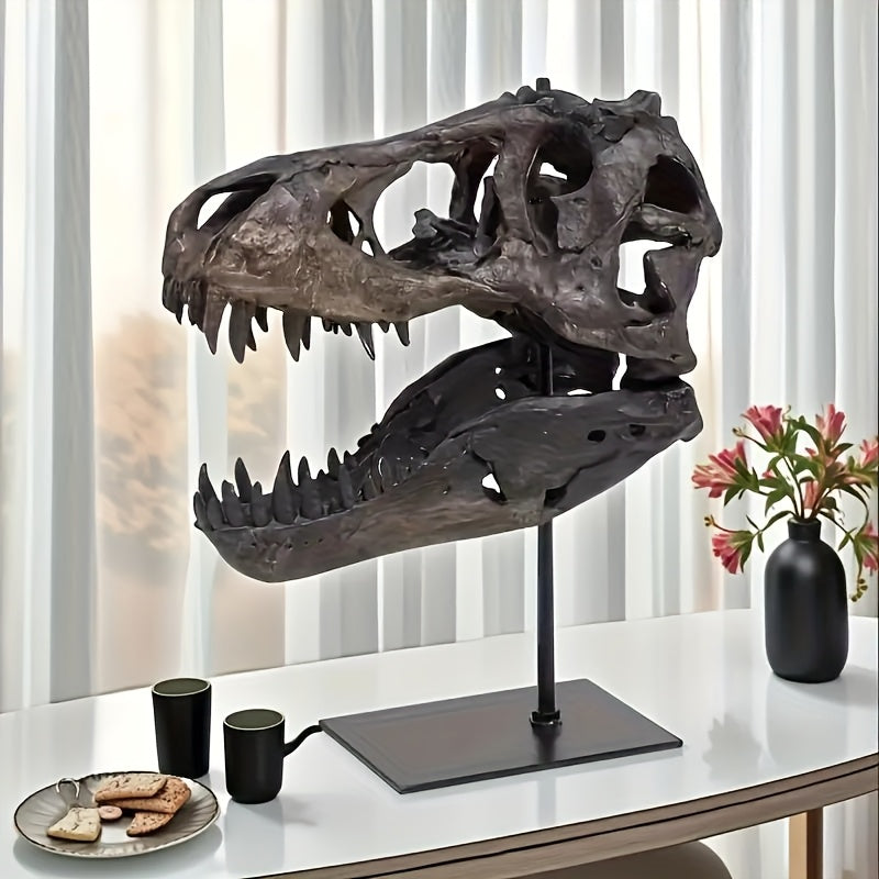 T-Rex Skull Replica Handcrafted Resin Dinosaur Skeleton Model, Realistic Detailed Textures, Indoor Outdoor Home Office Desk Decor, Durable No-Electricity Display, Gift for Dinosaur Enthusiasts