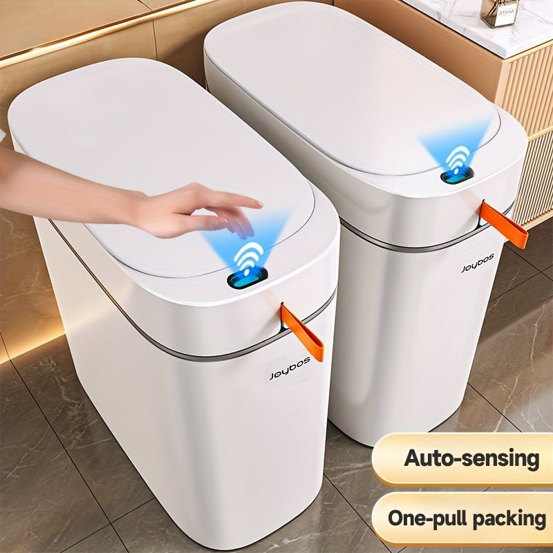 Automatic Sensor Trash Can with Drawstring Bags - Touchless Infrared, Self-Suctioning Bag, Slim Odor-Blocking Lid for Bathroom, Kitchen, Bedroom & Office - 1, 2 & 3 Pack