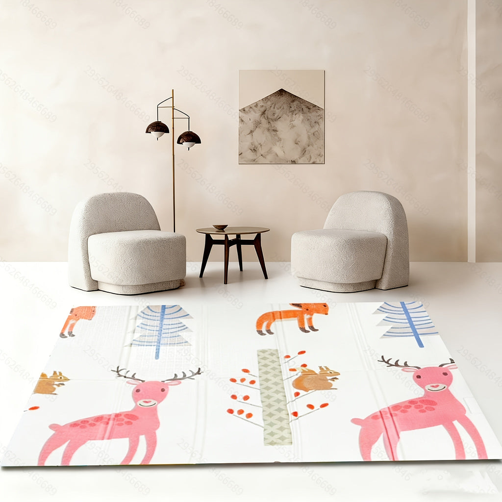 Thickened Baby Crawling Mat, Double-Sided Cute Dinosaur Pattern 47"x47" Floor Play Mat for Infants & Toddlers, Easy to Clean Home Living Room Tummy Time & Crawling Playmat