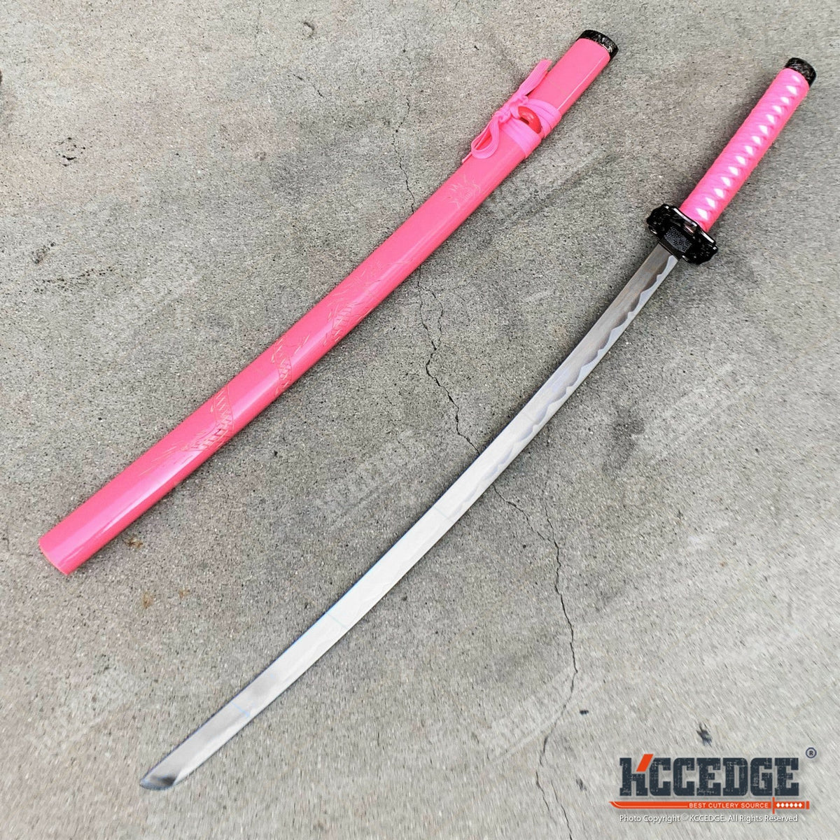Carbon Steel Japanese Training Sword 40" Full Tang Unsharpened Katana with Dragon Engraved Wooden Scabbard – Martial Arts Practice Samurai Sword