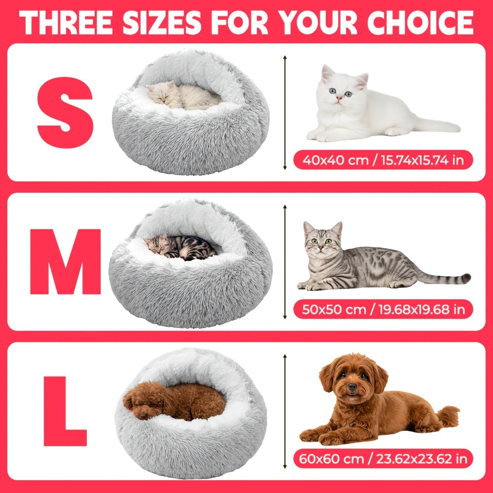 Shell-Shaped Pet Bed Semi-Enclosed Warming Nest – Upgraded Thickened Version 2.0 with Soft PP Sponge & Oxford Fabric, Cozy Winter Dog House for Cats & Puppies, Small Medium Large Indoor Pet Cave Bed