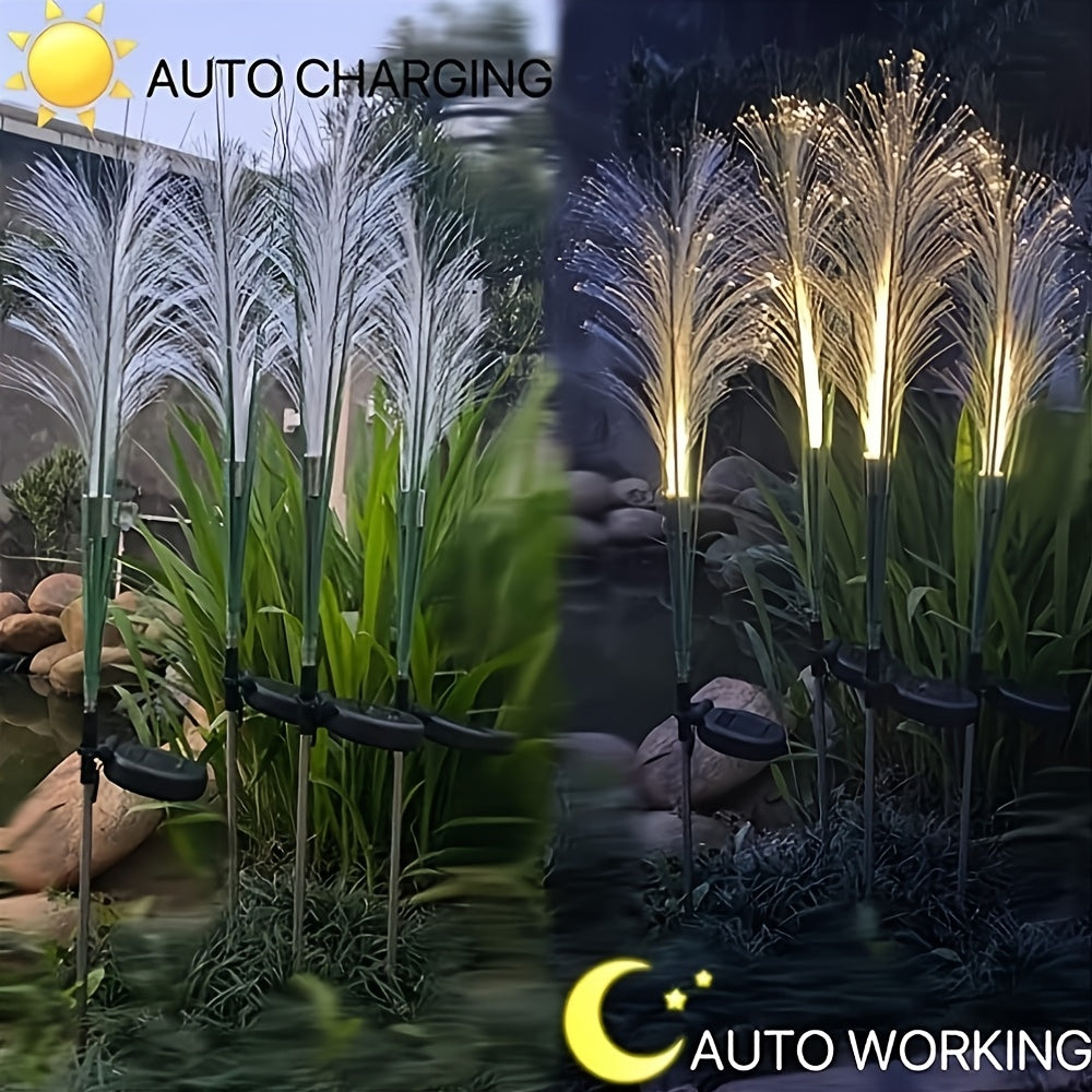 Solar Powered Golden Grass Garden Lights – Energy-Efficient Outdoor Decorative Stake Lights for Yard, Patio & Balcony, Ni-MH Battery, Semi-Flush Mount, Available in 1pc or 2pcs