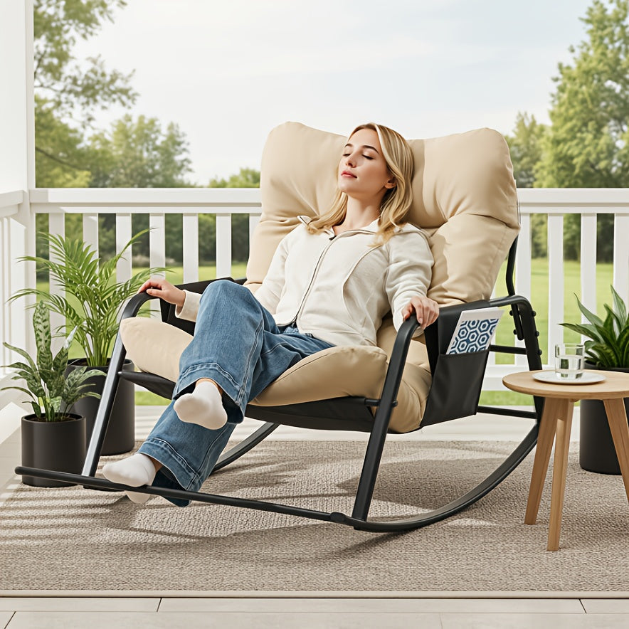 Extra Large Papasan Chair Outdoor Patio Rocking Egg Lounge Chair with Cushion for Deck Garden Camping – Comfortable Reading Chair, Available in 1-Pack & 2-Pack, Multiple Colors