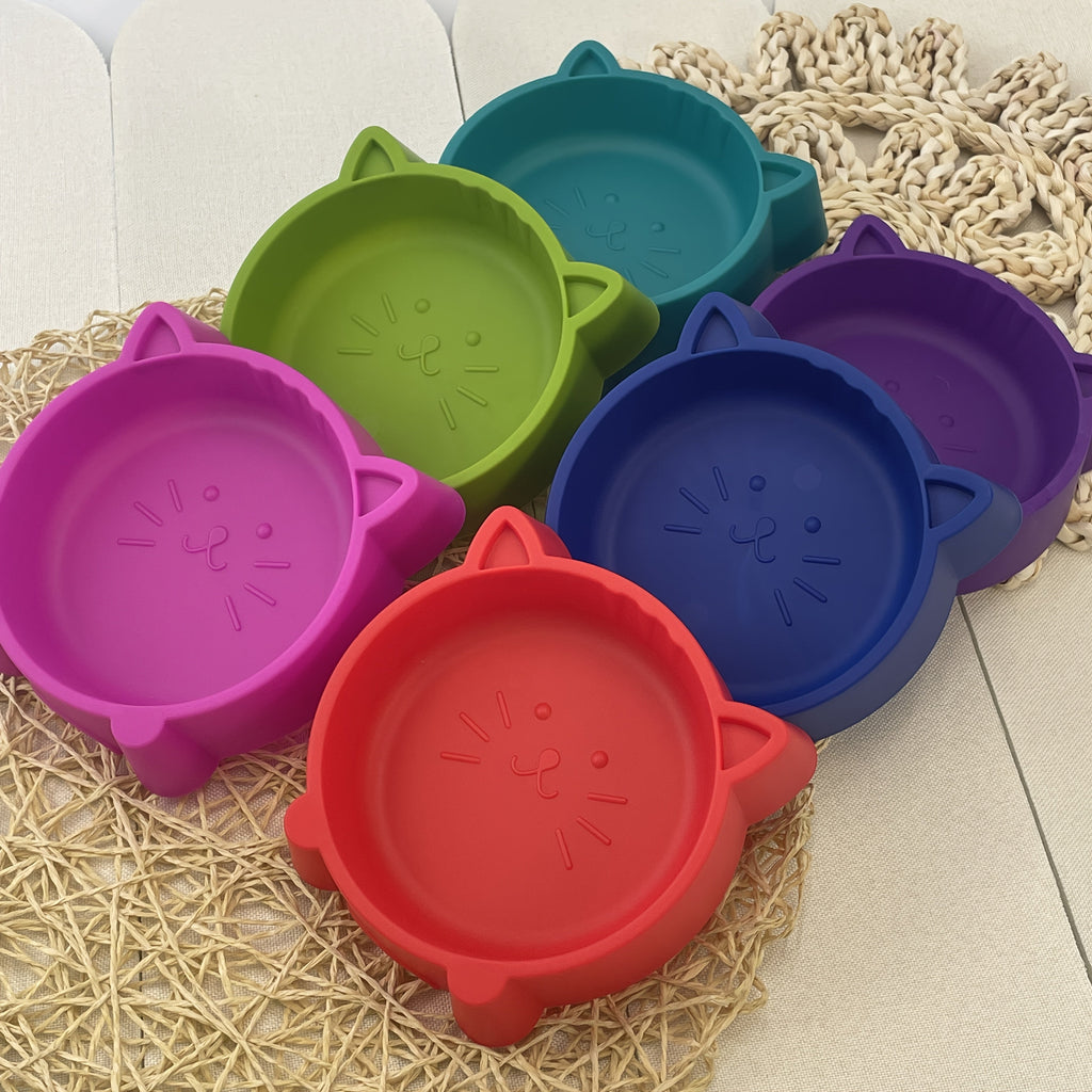 6-Pack Colorful Cat Face Pet Bowls, Durable Plastic Food & Water Dishes for Cats & Small Dogs, Easy-Clean Small Pet Feeding Bowls for Indoor & Outdoor Use, Cat Birthday Party Bowls, Assorted Colors