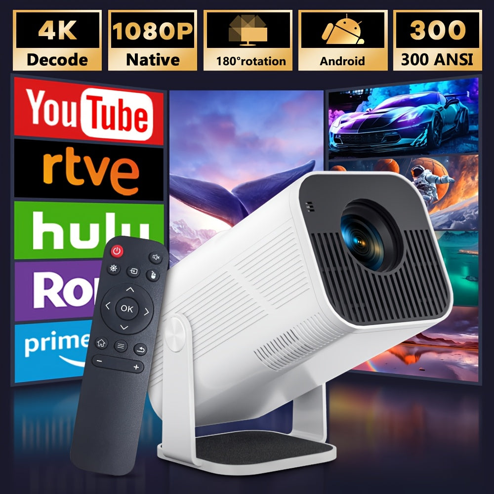 AMOVFILM Advanced Portable Smart Projector with WiFi 6 & 4K Video Decoding, 1080P Native Resolution, Built-in Android 11, Home Theater & Outdoor Movie Projector, Mobile Screen Mirroring, Multiple Colors
