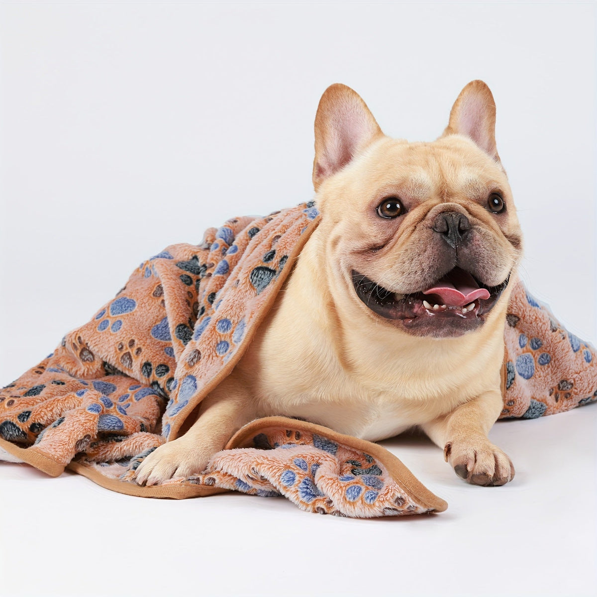 Fleece Pet Blanket 3-Pack for Dogs, Cats & Puppies – Super Soft, Fluffy, and Tear-Resistant Flannel Throw, Paw Print (Brown, Pink, White), Machine Washable, Includes Free Pet Drying Towel