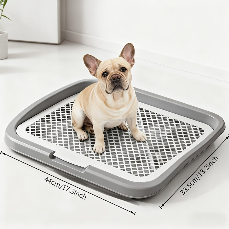 Dog Potty Tray Leak-Proof Indoor Puppy Toilet with Removable Grate, Washable Pee Pad Holder for Apartment Puppy Training, Pet Potty Station for Small to Medium Dogs