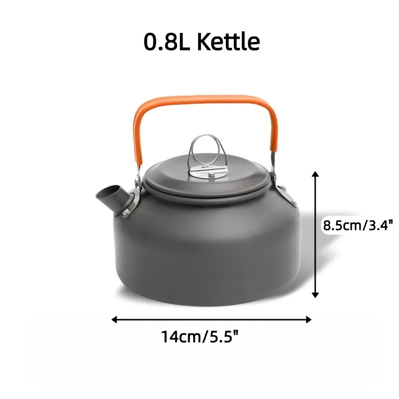 Camping Cookware Mess Kit 8/9/14/15 Piece, Portable Non-Stick Aluminum Alloy Camp Cook Set with Kettle, Pot, Frying Pan, Plates, and Utensils, Lightweight Backpacking Outdoor Cooking Gear for Hiking & Travel