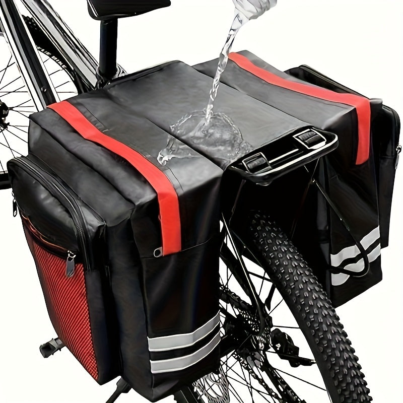 13.21-Gallon Bike Bag Set – 3-in-1 Professional Cycling Accessory (Cargo Rack Bag, Saddle Bag & Shoulder Bag) for Commuting, Touring & Outdoor Riding, Red/Black/Blue