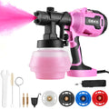DEKO 700W HVLP Paint Sprayer 800ml Electric Spray Gun 4 Nozzles 3 Spray Patterns 38000 RPM Adjustable Flow for Furniture Cabinets Walls & DIY Painting – Pink Grey