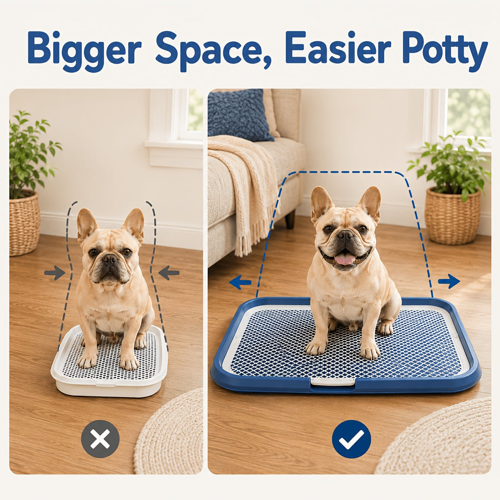 Dog Potty Tray Leak-Proof Indoor Puppy Toilet with Removable Grate, Washable Pee Pad Holder for Apartment Puppy Training, Pet Potty Station for Small to Medium Dogs