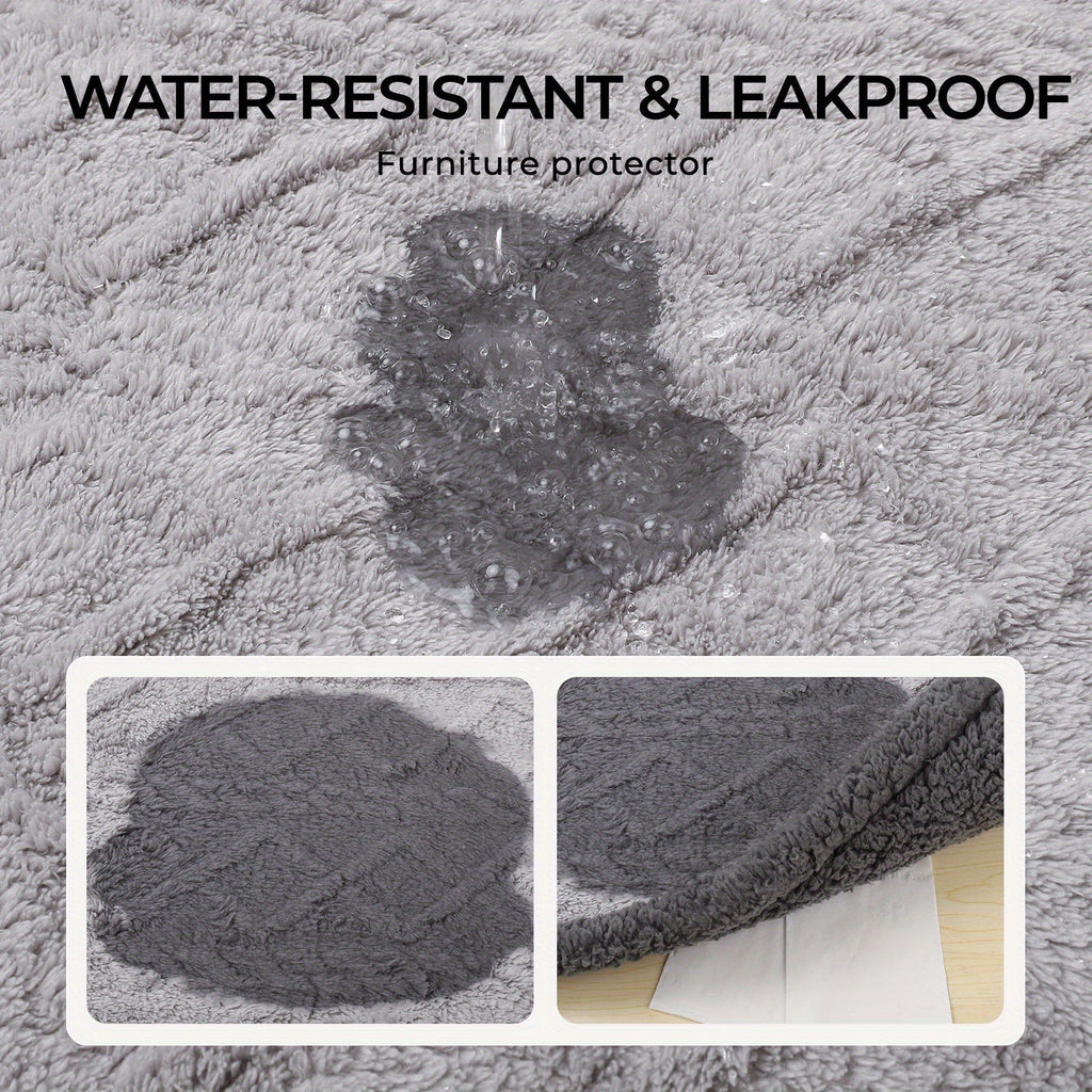Liquid-Proof Pet Blanket, Reversible Sherpa Fleece Sofa Bed Furniture Protector for Dogs and Cats, Machine Washable Throw Blanket, Small/Medium/Large/XL, Light Gray/Khaki/Beige/Dark Gray