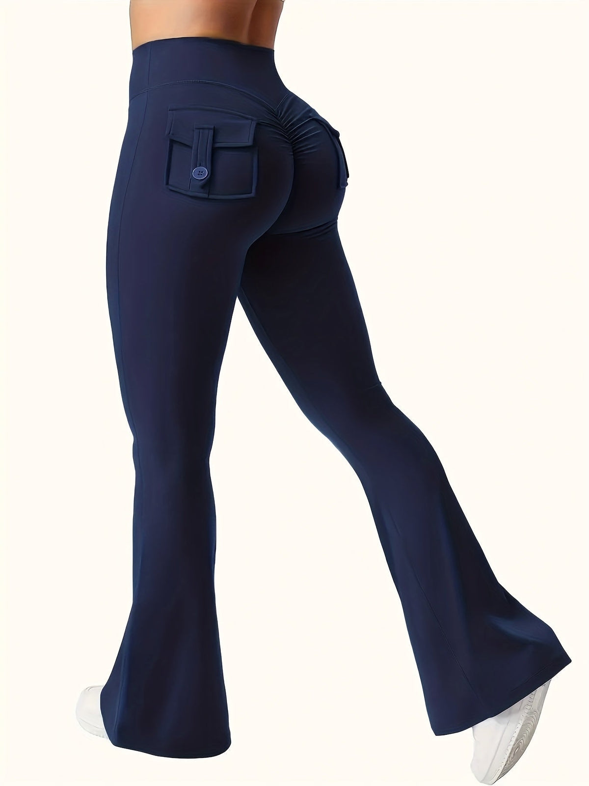Women's High Waist Flare Yoga Pants Scrunch Butt Lift Leggings with Pockets, Squat-Proof, 4-Way Stretch, Sweat-Wicking Sportswear for Gym, Running, and Workout – 7 Colors, S-XL