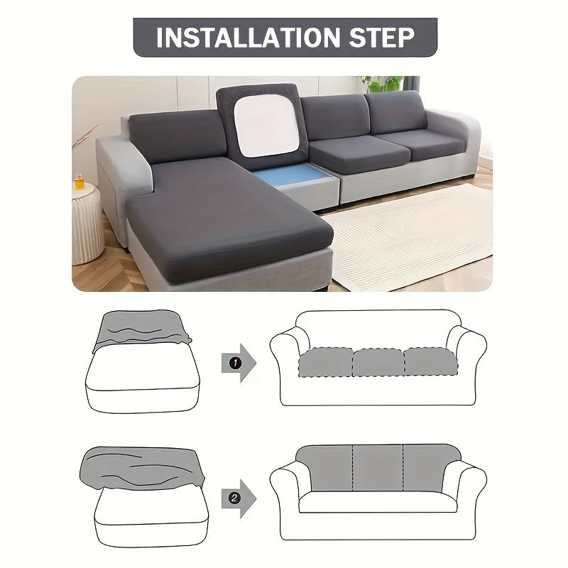 6-Piece Sofa Cover Set - Leaf Jacquard, High Elasticity, Elastic Band, Sectional & Concubine Style, Removable & Easy to Clean Furniture Protector - Light Blue, Chocolate, Beige, Dark Gray, Wine Red, Light Grey, Dark Blue & Matcha Green