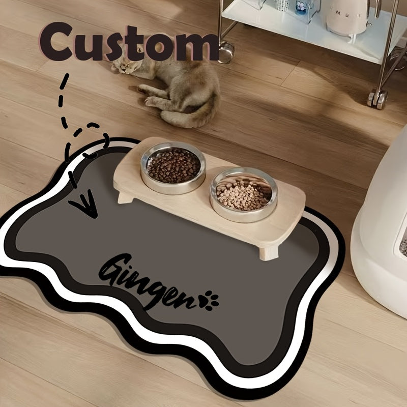 Personalized Pet Food Mat with Custom Name, Non-Slip, Leak-Proof Dog and Cat Feeding Mat – Stylish Waterproof Pet Bowl Mat for Dogs and Cats, Ideal Personalized Gift for Pet Owners