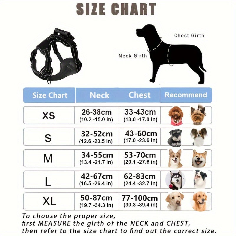 6-in-1 No-Pull Dog Harness & Leash Set – Reflective No-Choke Oxford Vest with Dual Leash Clips & Easy Control Handle for Small, Medium, and Large Dogs, 5 Colors, XS to XL