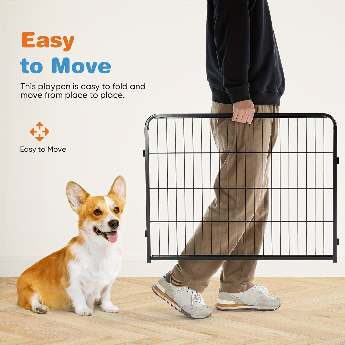 Dog Playpen 8 or 16 Panel DIY Metal Kennel with Door for Large, Medium, and Small Dogs – 24, 32, 40 Inch Indoor/Outdoor Puppy Pen, Easy to Assemble & Move
