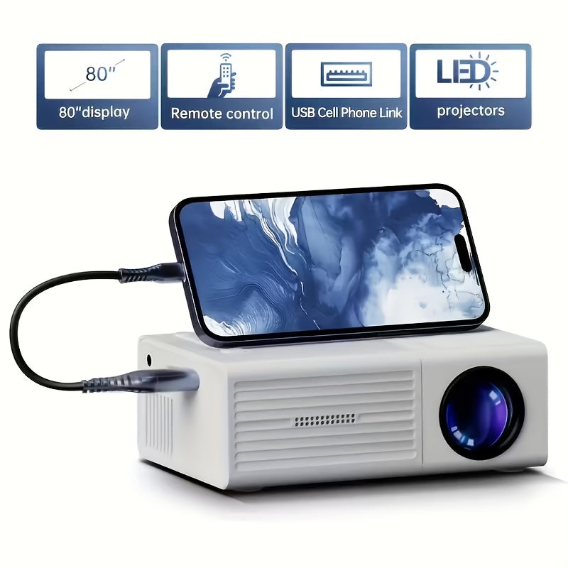 Mini Portable Projector, 4K Supported, 720P Native LCD – Home Theater & Outdoor Movie Projector, Compatible with iPhone, Android, Laptop, USB, HDMI for Gaming, Movies, and Presentations