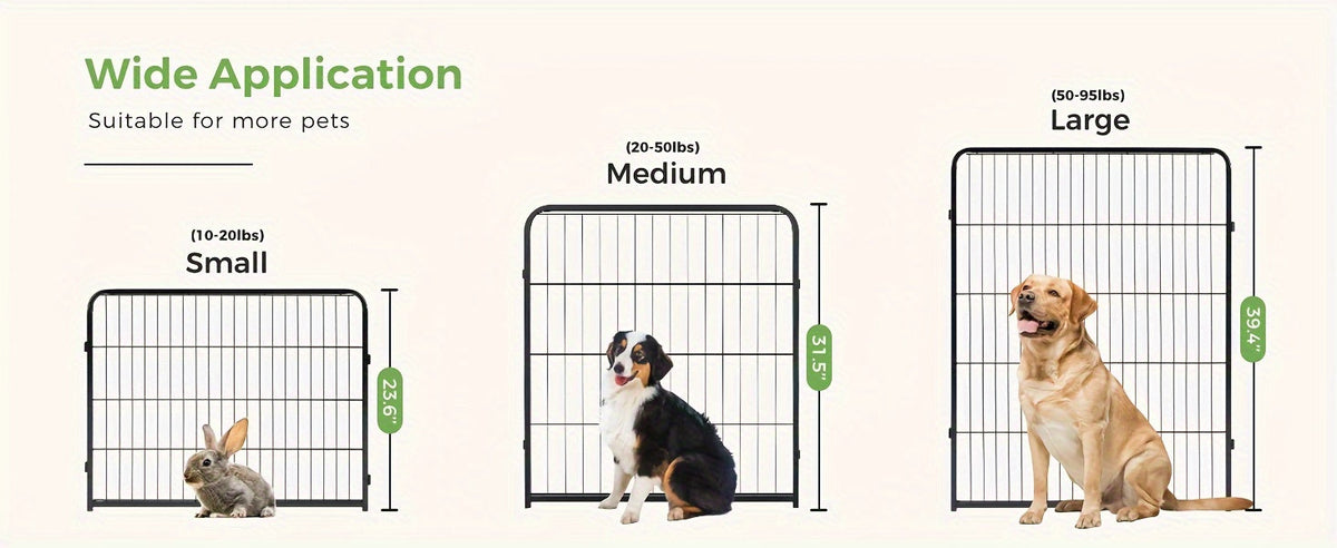 Dog Playpen 8 or 16 Panel DIY Metal Kennel with Door for Large, Medium, and Small Dogs – 24, 32, 40 Inch Indoor/Outdoor Puppy Pen, Easy to Assemble & Move