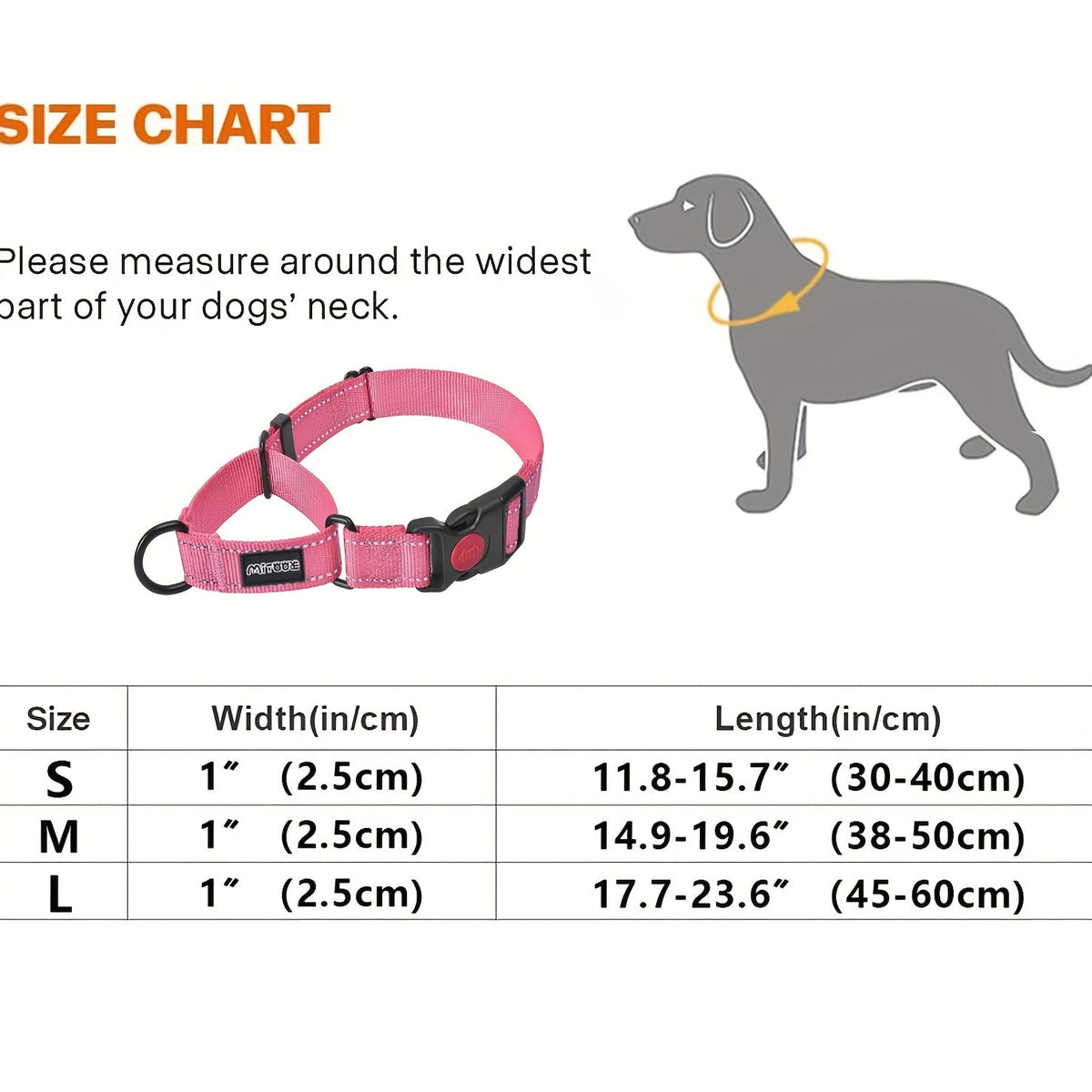 Reflective Dog Collar with Safety Locking Buckle - 1 Inch Wide, Adjustable for Small, Medium, and Large Dogs, Night Visibility Training Collar