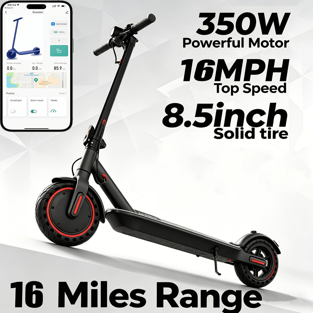 Electric Scooter for Adults, 350W/500W Motor Foldable E-Scooter, 19MPH Top Speed, 19-Mile Long Range, Anti-Skid Solid Tires, LCD Display, Dual Brake Commuting Scooter with LED Lights and Adjustable Speed