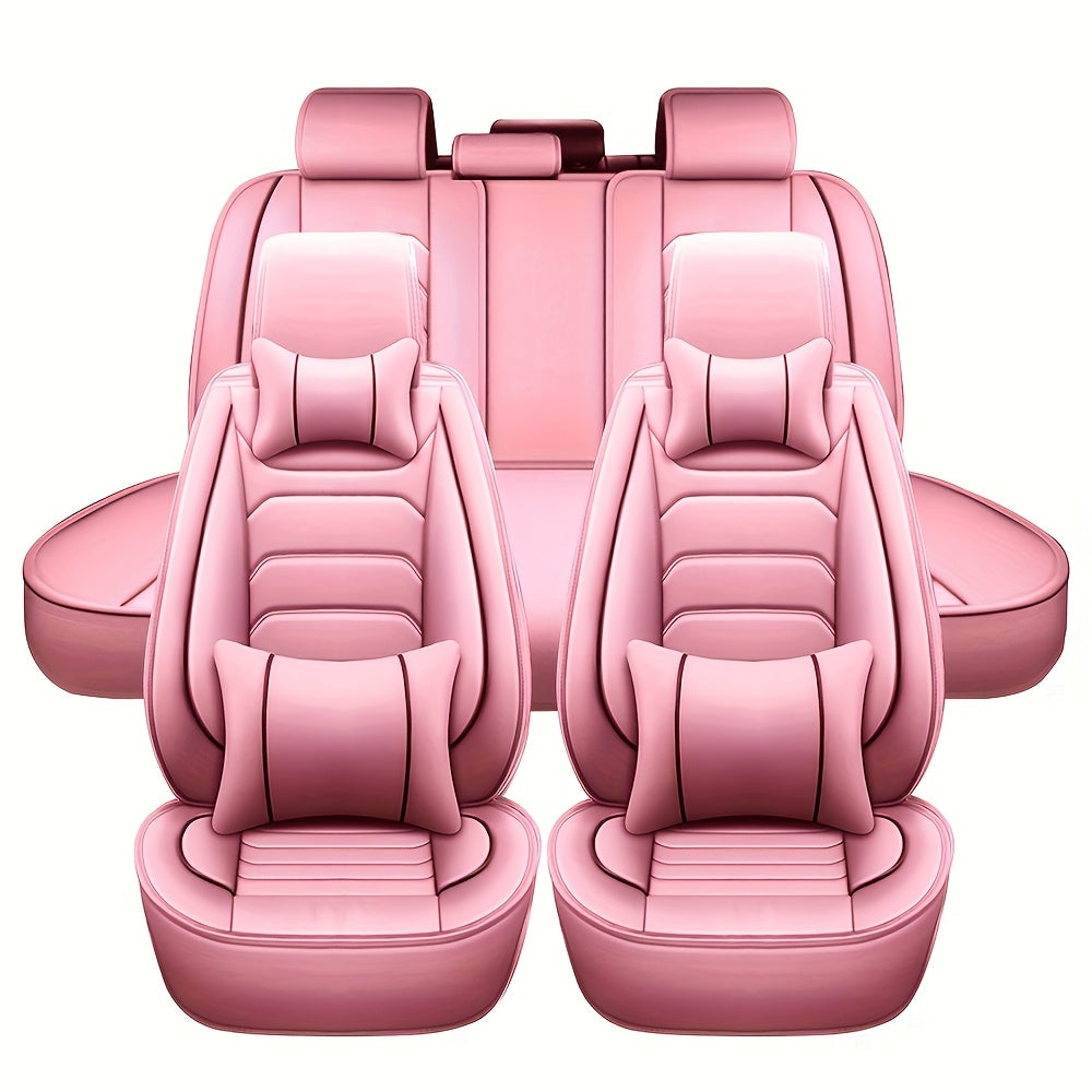 Faux Leather Car Seat Covers 5-Seat Full Set – Waterproof 360° All-Weather Protection, Soft Foam Padding, Non-Slip Grip, Universal Fit for Cars, Trucks, Sedans, and SUVs, 6 Colors Available