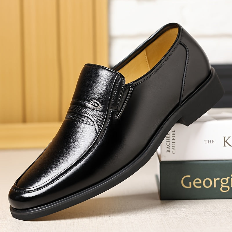 Men's Oxford Dress Shoes Formal Slip-On Business Loafers High-Quality Fashion Leather-Look Footwear for Men Extra Large Sizes US 7-13 Black