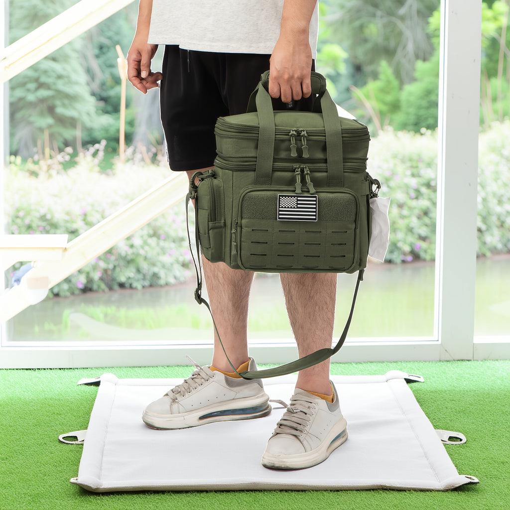 Tactical Lunch Box for Men 18L – Expandable Heavy Duty Insulated Cooler Bag with MOLLE Webbing, Leakproof Thermal Lunch Bag for Work, Camping, Outdoor & Picnic, Available in Khaki, Black & Green