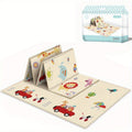 Double-Sided Foldable Kids Play Mat 71x39 Inch, Waterproof Non-Slip Foam Crawling Rug with Educational ABC Numbers & Rhymes, Playpen Floor Mat for Children's Room & Activity Area, White