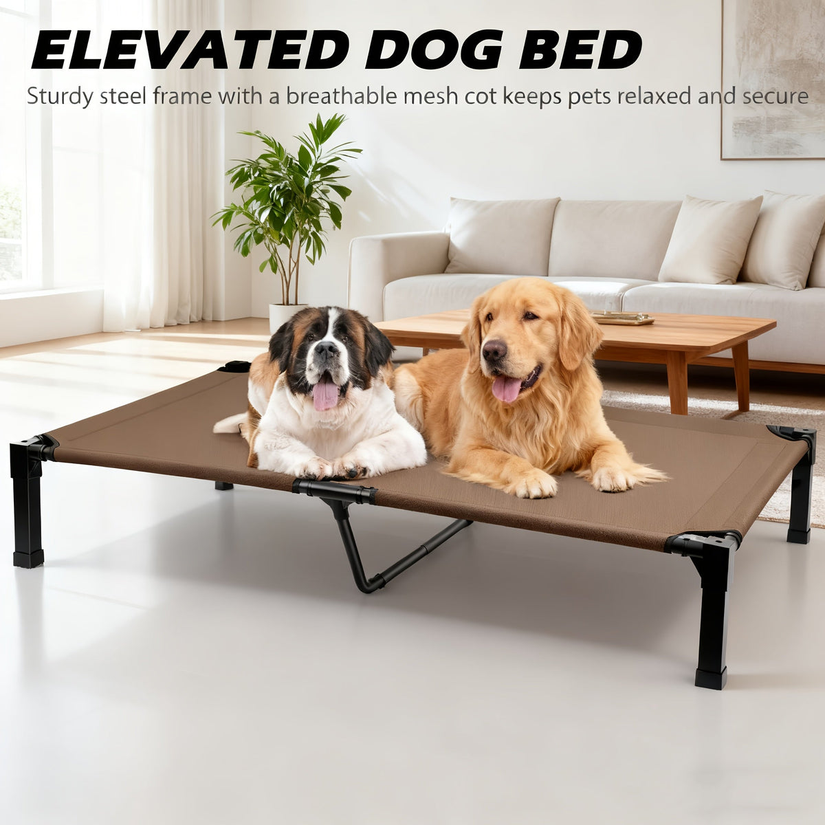 Cooling Elevated Dog Bed, Raised Cot with Breathable Mesh and Metal Frame - Washable Portable Dog Cot with Non-Slip Feet for Indoor and Outdoor Use, Multiple Sizes and Colors Available