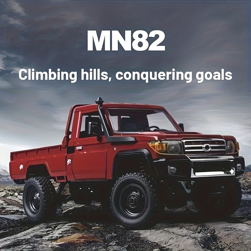 MN-82 1:12 Scale Off-Road RC Climbing Car, 2.4GHz Four-Wheel Drive Dual Speed All Terrain Remote Control Truck, Collectible Model for Adults and Kids, Indoor/Outdoor Gift