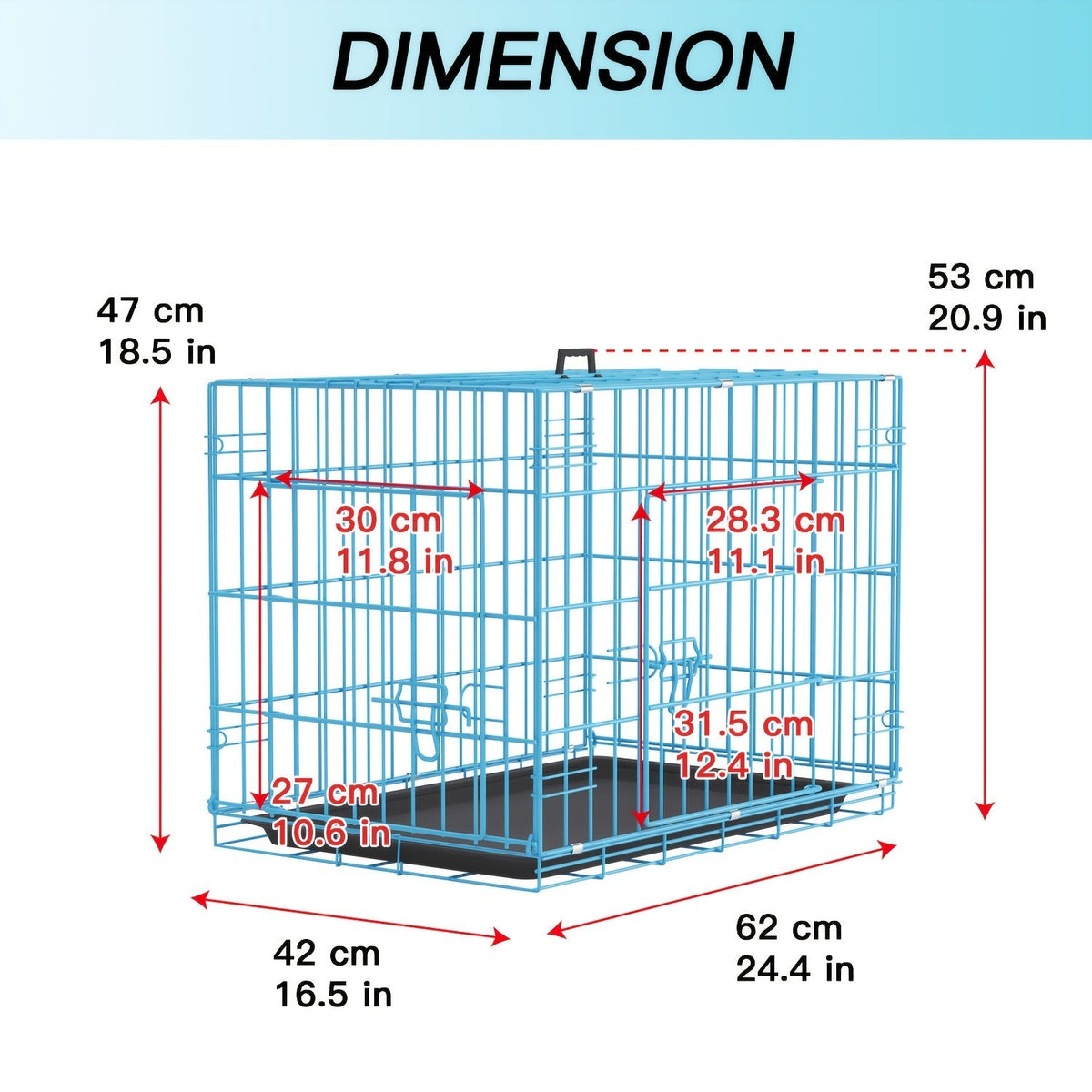 Foldable Metal Wire Dog Crate for Small Dogs & Rabbits – Adjustable Divider Panel, Leak-Proof Plastic Pan, Indoor Outdoor Pet Kennel for Chihuahuas, Toy Breeds, and Small Animals, Multiple Sizes
