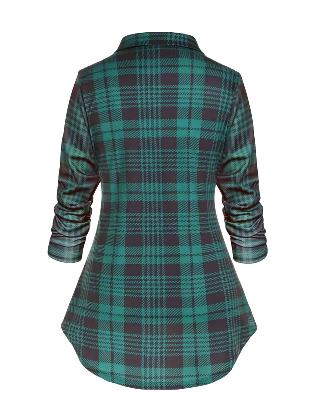 Women's Retro 2-Piece Set - High-Waist Plaid Long Sleeve Blouse & Suspender Skirt | Vintage Button Lapel Collar Fall Spring Fashion Outfit