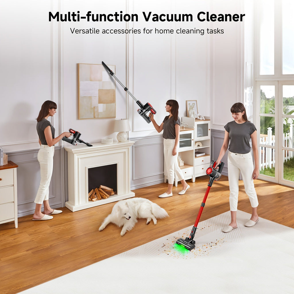 Cordless Stick Vacuum Cleaner – 62 kPa Suction, 40 Min Runtime, Detachable Battery, LED Floor Brush, Variable Speed, Lightweight Handheld, Pet Hair, Carpet & Hard Floors, 5 Colors – Nova Mart