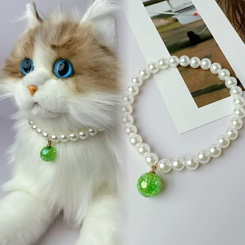 手工猫项圈吊坠——迷人可调节宠物珠宝项圈，可爱小猫生日礼物、节日礼物、拍照及日常配饰