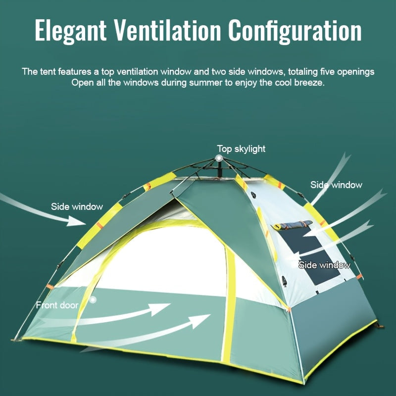Automatic Instant Pop-Up Camping Tent 1-3 or 3-4 Person – Full Season Windproof Lightweight Tent with Double Doors & Mesh Windows for Camping, Hiking, Hunting, Travel & Outdoor Shelter