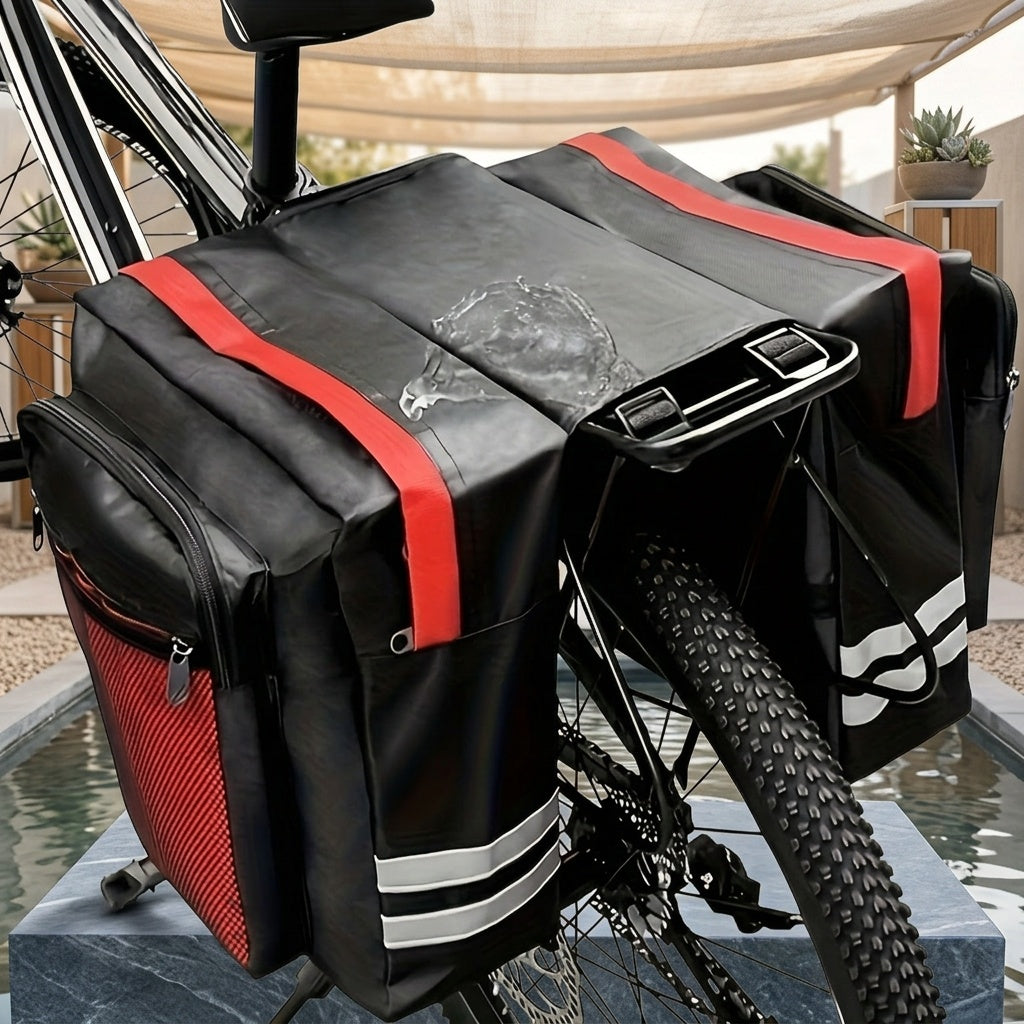 13.21-Gallon Bike Bag Set – 3-in-1 Professional Cycling Accessory (Cargo Rack Bag, Saddle Bag & Shoulder Bag) for Commuting, Touring & Outdoor Riding, Red/Black/Blue