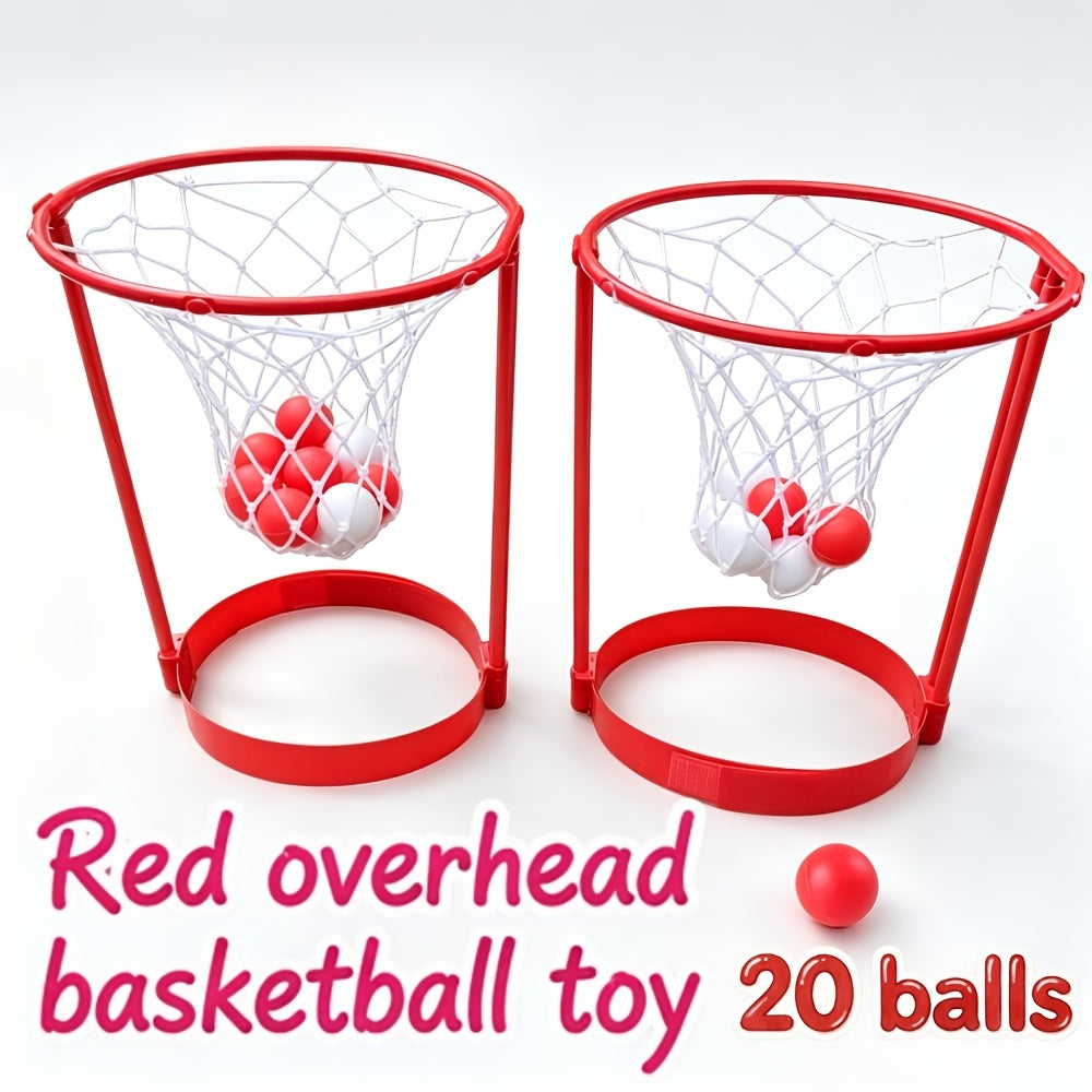 Headband Basketball Party Game for Kids & Adults, 20 Colorful Balls, Adjustable Net Headband, 2-Player Parent-Child Interactive Competitive Indoor Game, Family Fun Activity, Birthday Party Supplies