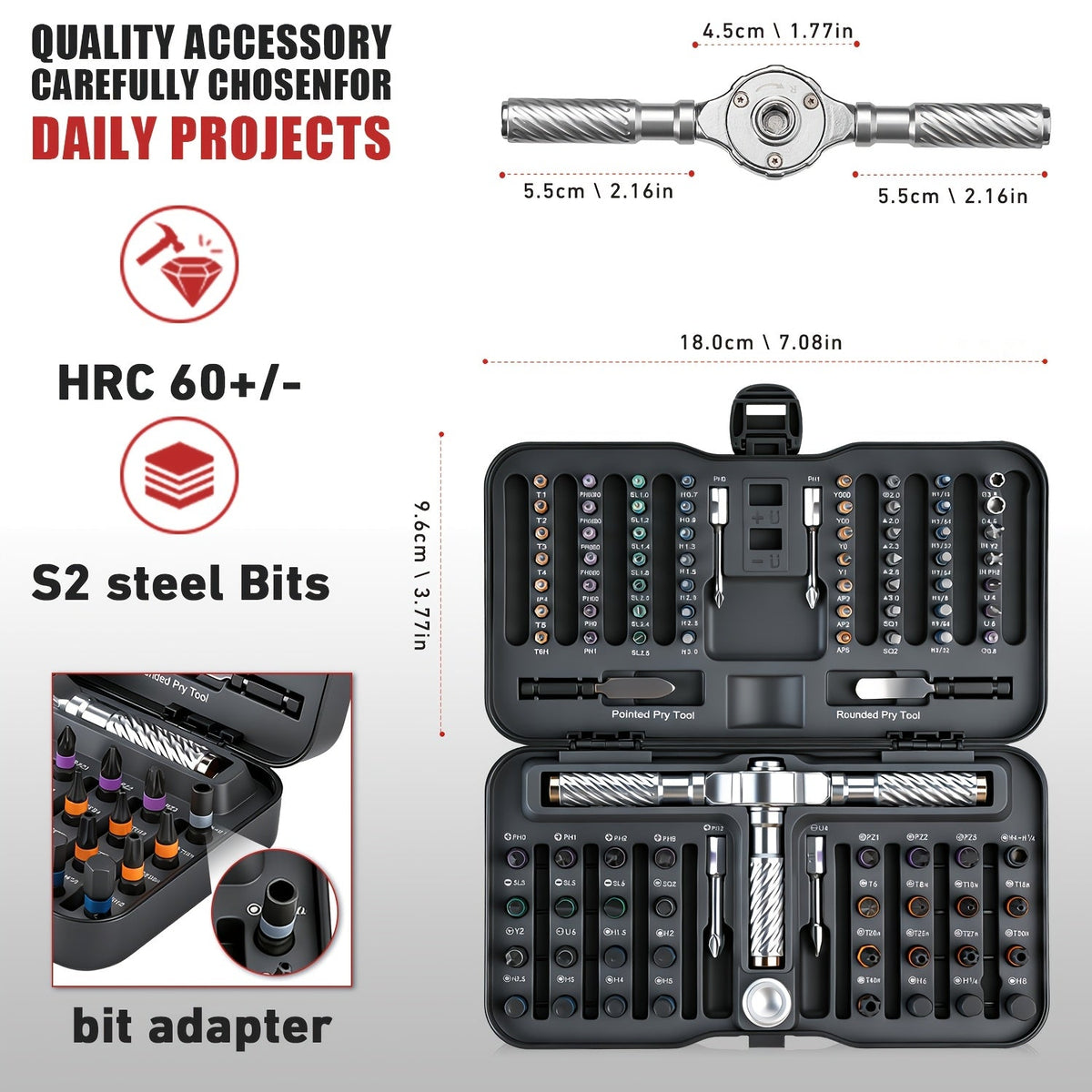 VMAN 100-in-1 Ratchet Screwdriver Set - Magnetic S2 Steel Bits, Flexible Shaft, Bidirectional Ratchet, 40 N·m Torque, Anti-Rust - Furniture, Electronics & Bicycle Repair Tool Gift Set