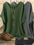Women's Batwing Sleeve Shirt 2-Piece Set, Casual Vacation Round Neck Solid Color Loose Top, S-XXL, Multiple Colors | US Warehouse Fast Shipping
