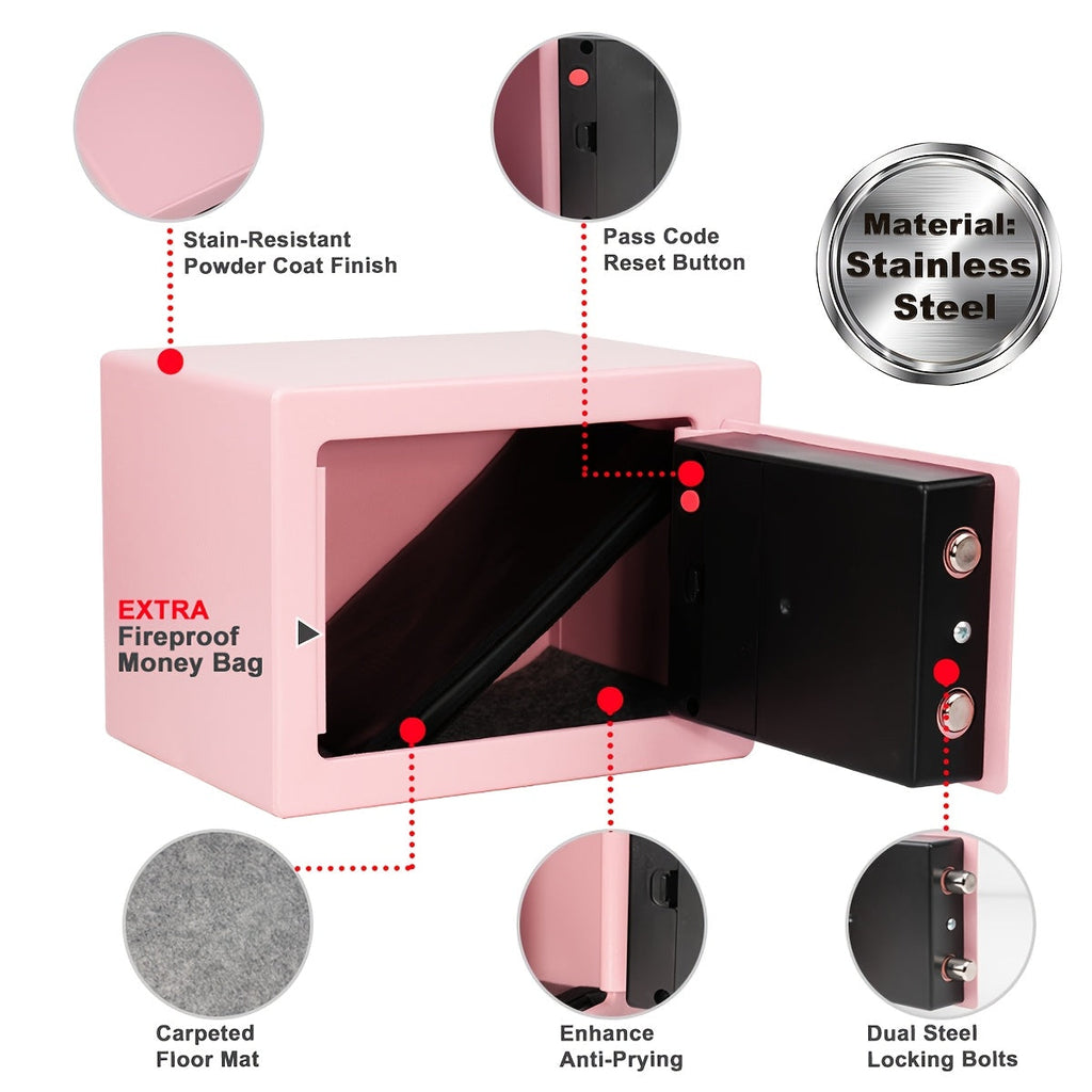 Fireproof Home Safe with Digital Keypad, Keys & Passcode Lock – Includes Fireproof Money Bag, Sensor Light & Adjustable Shelf for Home, Office, Business, Money & Valuables