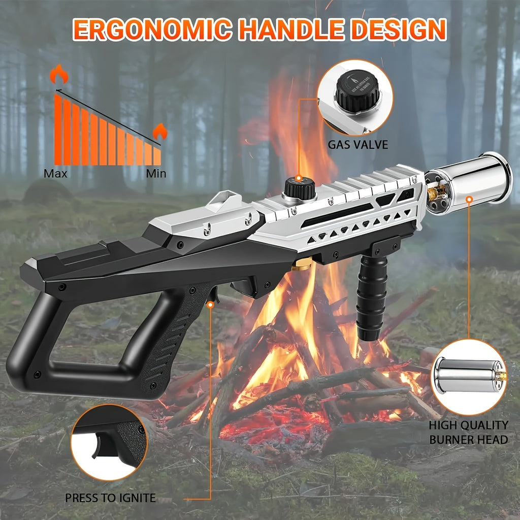Propane Grill Torch – 24-Inch Adjustable Flame Sous Vide Torch & Charcoal Lighter for BBQ Campfire Searing Steak & Weed Control in Silver/Black & Premium Silver (Tank Not Included)