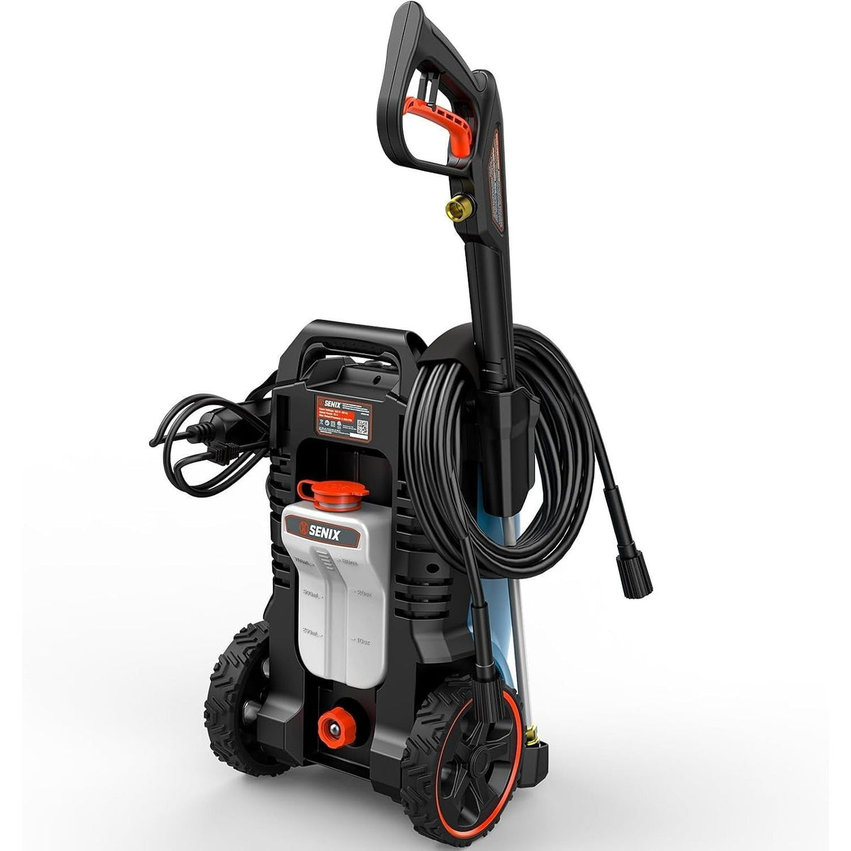 SENIX 2000 PSI Electric Pressure Washer 1.2 GPM with 4 Quick-Connect Nozzles Turbo Nozzle 25 ft Hose & 35 ft Cord Portable Power Cleaner for Cars Driveways Patios & Decks – 3-Year Warranty