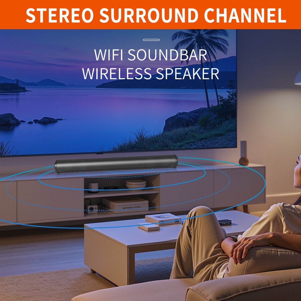 4D Surround Sound Speaker with Subwoofer - Wireless & Wired, USB Plug-and-Play for Laptop, Home Theater, Parties & Music - Black