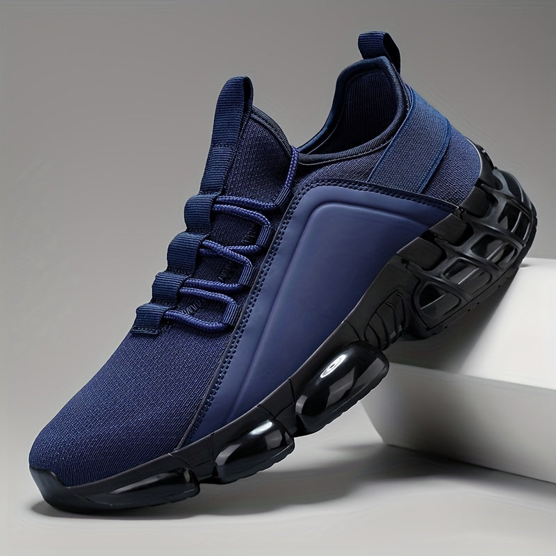 Men's Lightweight Breathable Mesh Sneakers, PVC Sole, Low-Top Lace-Up Casual Sports Shoes, Blue/Black, Sizes US 6.5-12.5, Daily Wear, Running, Training, Athletic Footwear
