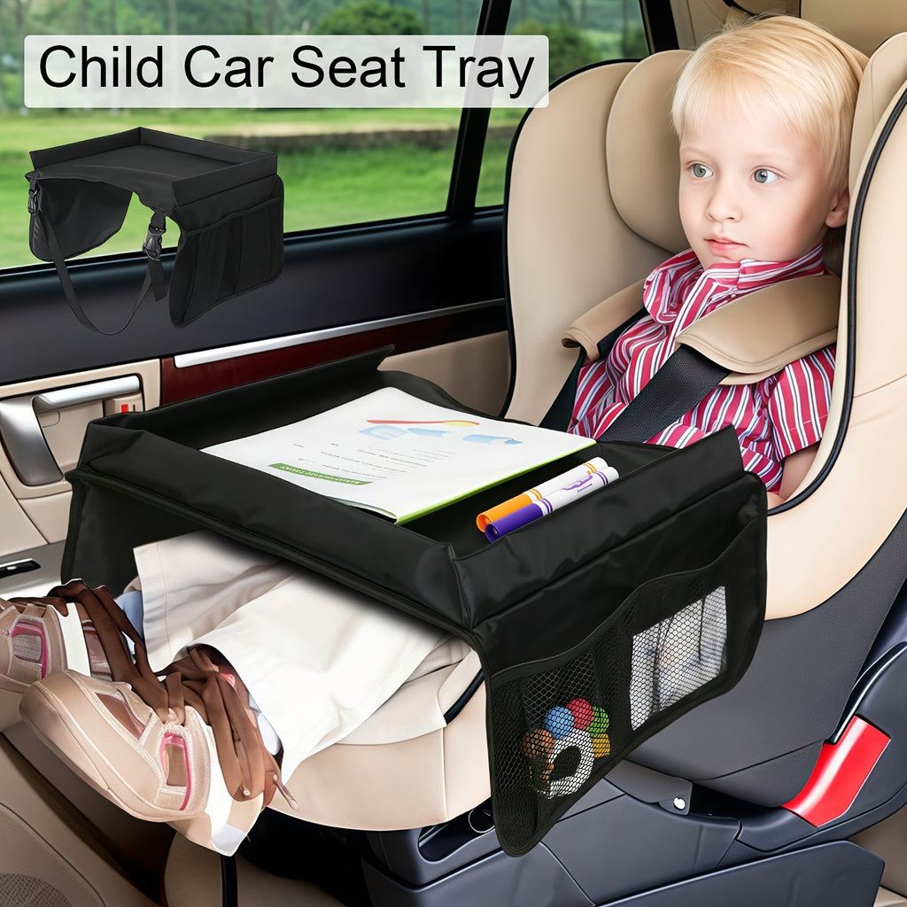 Kids Car Seat Travel Activity Table Tray, Multifunctional Backseat Storage Organizer for Children, Portable Lap Desk for Car Airplane & Home Use, Upgraded & Standard Version