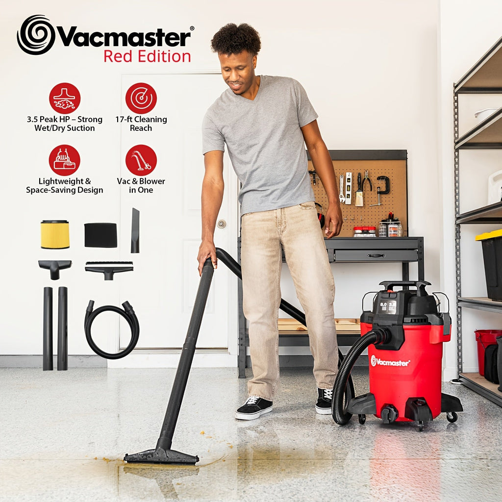 Wet/Dry Vacuum Cleaner Shop Vac with Blower Function & On-Board Storage – 2.5 Gal 2 Peak HP Wall Mount or 8 Gal 3.5 Peak HP for Garage Car Workshop & Home Cleaning