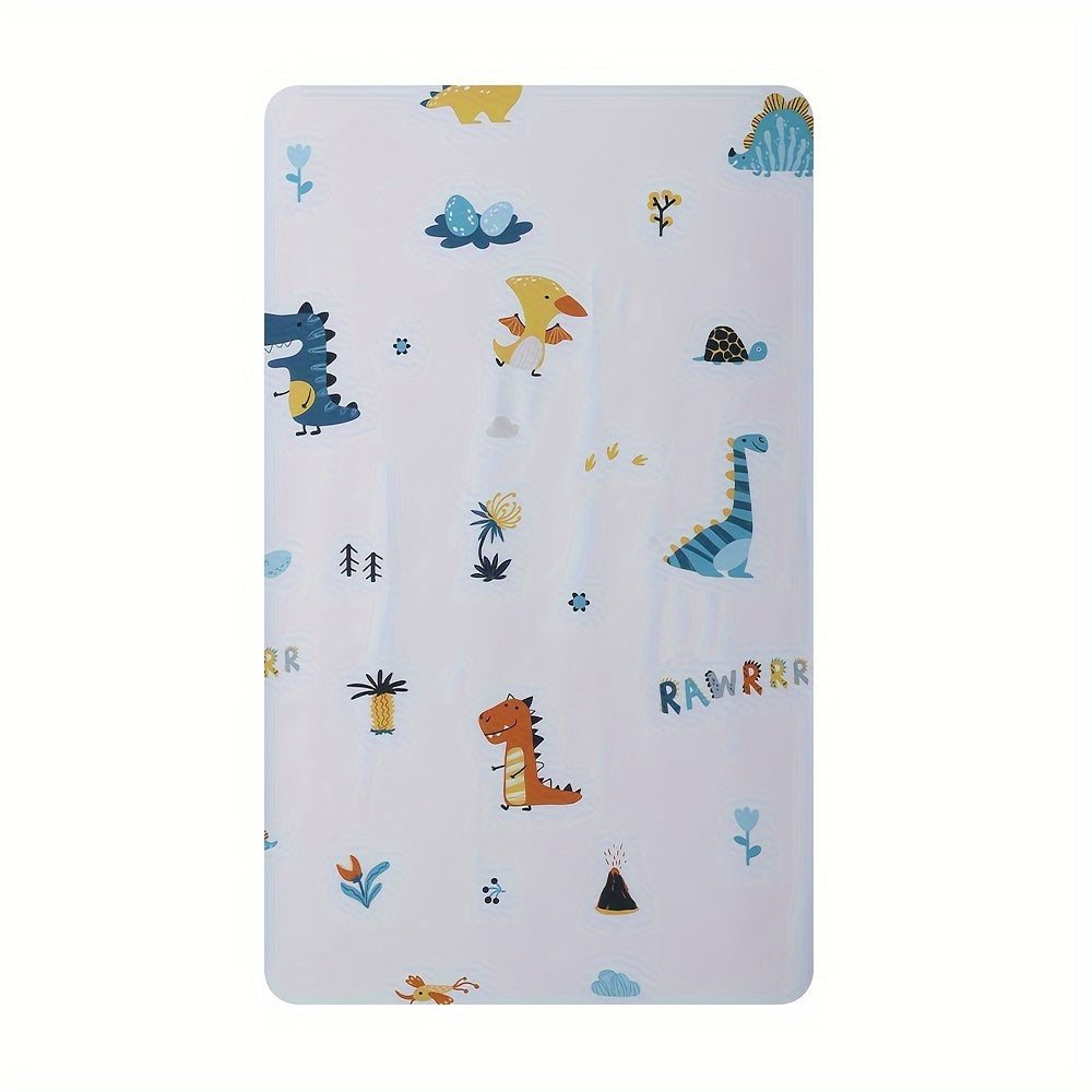 BEEWEED Soft Polyester Crib Fitted Sheet, Cute Crocodile Animal Print Baby Mattress Cover for Boys & Girls, Hand Washable Nursery Bedding for Infants, Crocodile